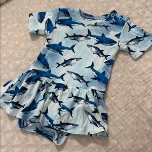 Posh Peanut Blue Shark Print One Piece